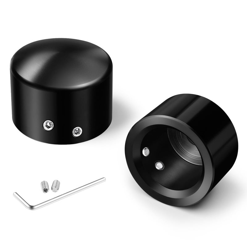 Benlari CNC Front Axle Nut Covers fit for Harley, Black Axle Nut Caps Compatible with Harley Davidson Touring Sportster Trike Dyna Softail Street Glide Road King Iron 883 Fat Boy 2002-2023 - Image 1